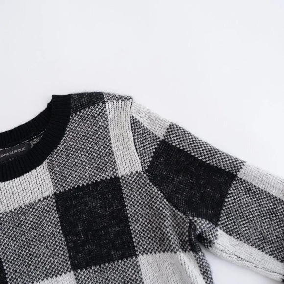 Banana Republic Black & White 61% Cotton 19% Mohair 8% Wool Crewneck Sweater XS - Picture 9 of 12
